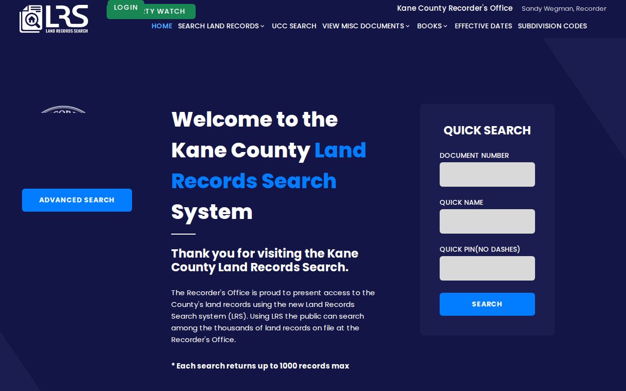 Kane County residents directory Recorder land records search
