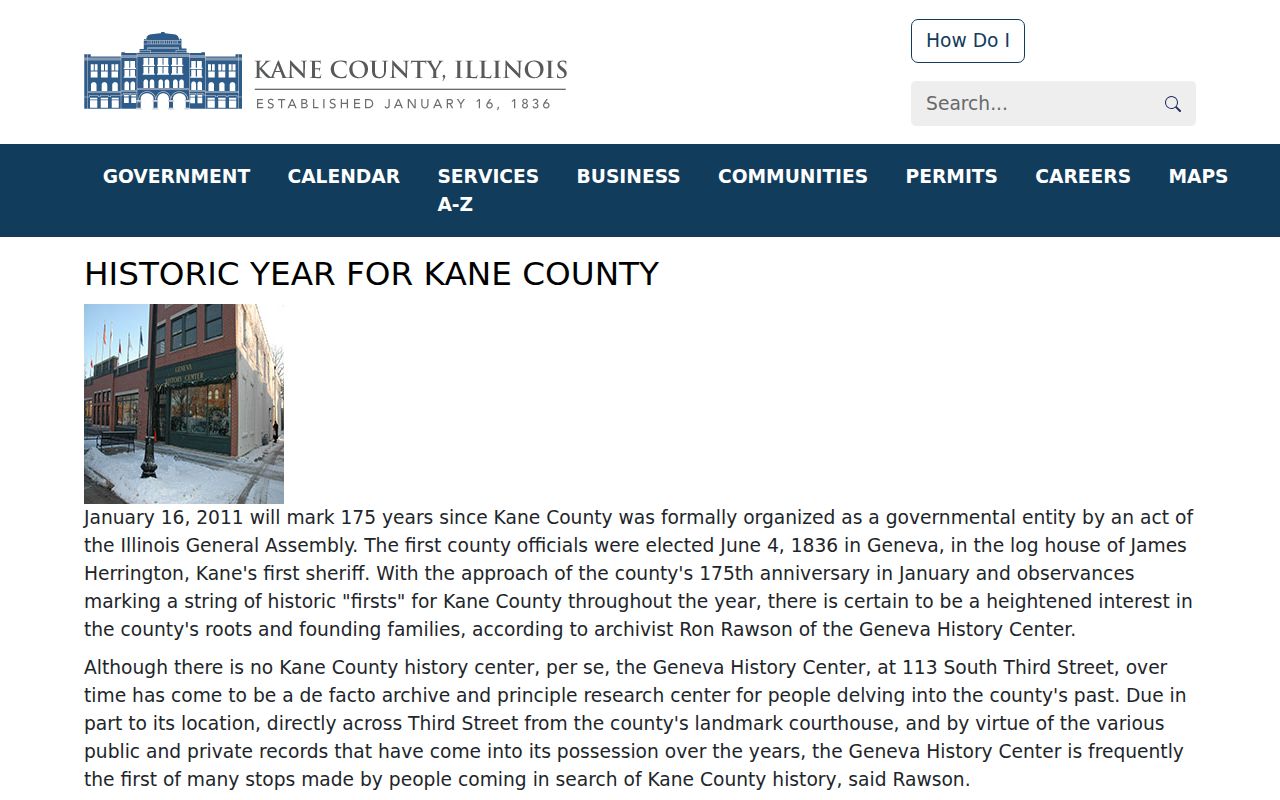Kane County previous residents historical record loss source