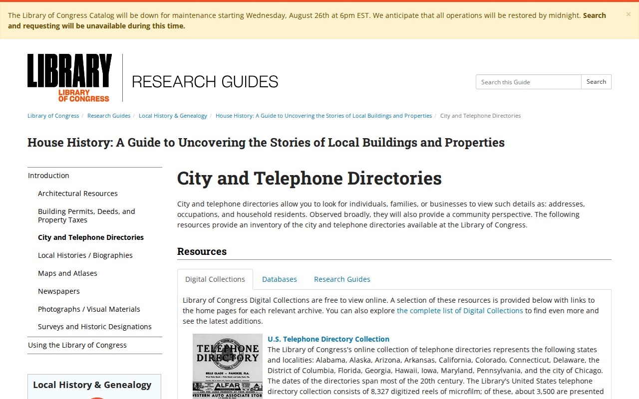 Kane County previous residents Library of Congress directory method