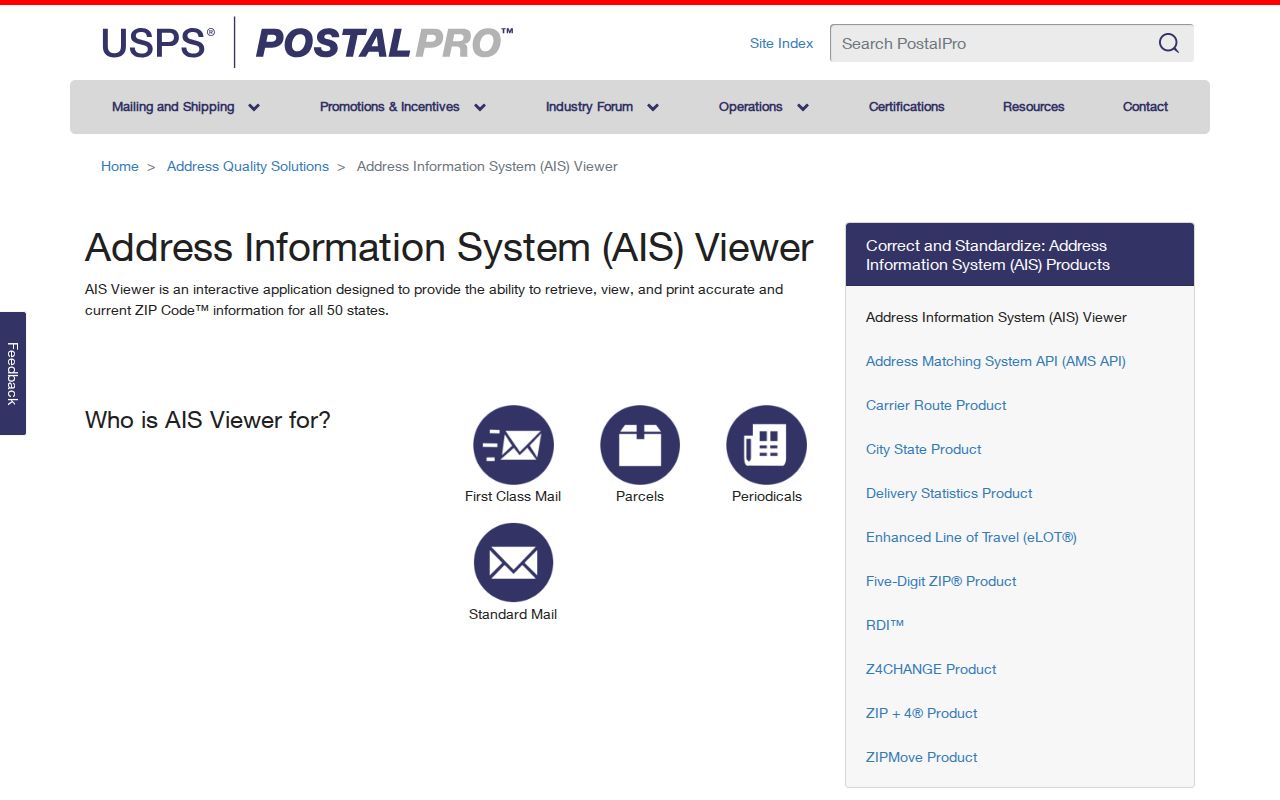 Kane County ZIP code directory research in the USPS AIS Viewer